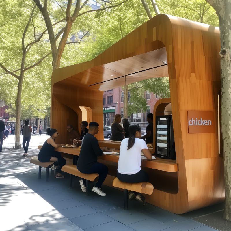 A kitchen under the trees